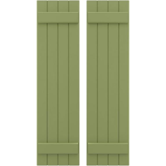 Ekena Millwork 14"W x 62"H Americraft Four Board (2 Batten) Exterior Real Wood Joined Board-n-Batten Shutters (Per Pair), Moss Green