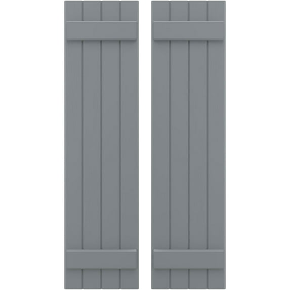Ekena Millwork 14"W x 64"H Americraft Four Board (2 Batten) Exterior Real Wood Joined Board-n-Batten Shutters (Per Pair), Ocean Swell