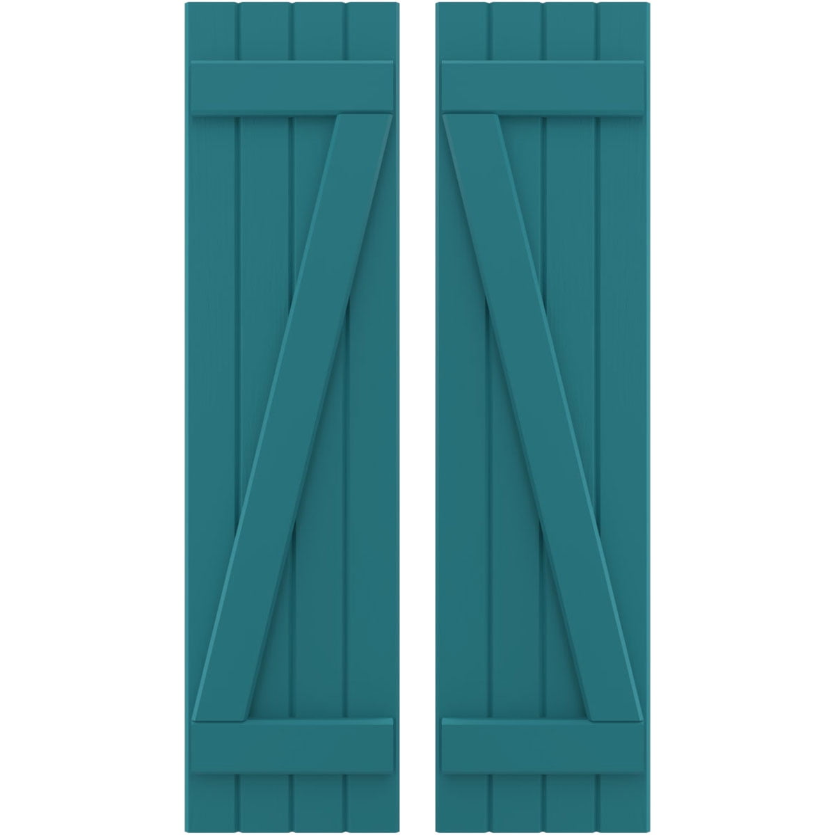 Ekena Millwork 14"W x 64"H Americraft Four Board (2 Batten) Exterior Real Wood Joined Board-n-Batten Shutters w/ Z-Bar (Per Pair), Antigua