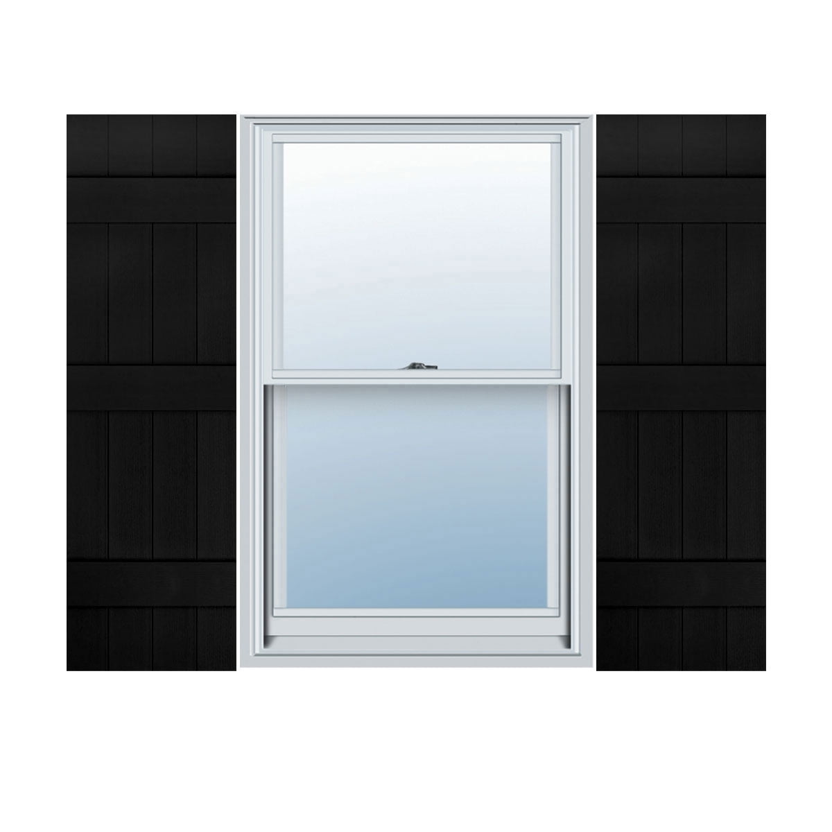 Ekena Millwork 14"W x 64"H Lifetime Vinyl, TailorMade Four Board Joined (3 Batten), Board-n-Batten Shutters, w/Shutter-Loks (Per Pair), Black