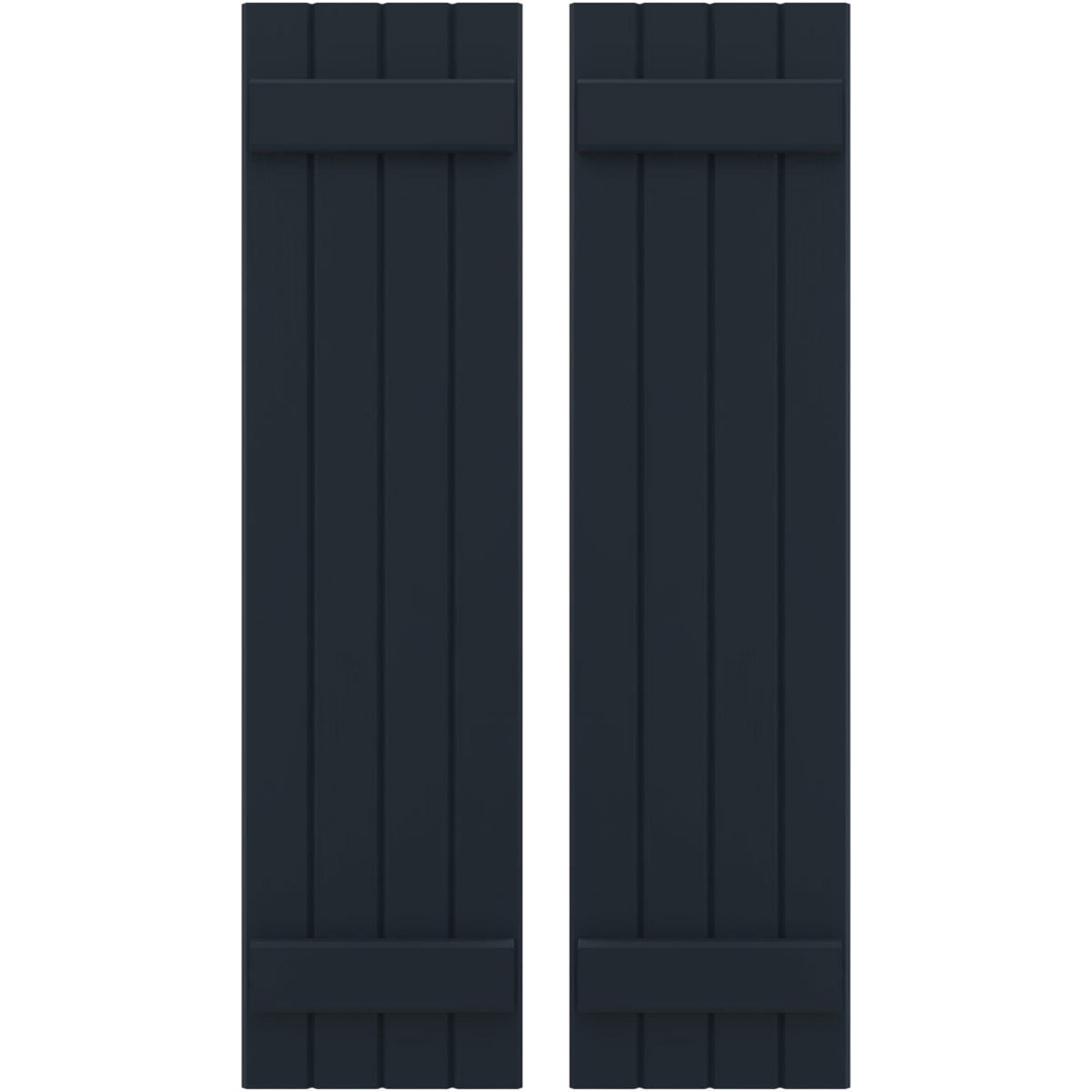 Ekena Millwork 14"W x 65"H Americraft Four Board (2 Batten) Exterior Real Wood Joined Board-n-Batten Shutters (Per Pair), Starless Night Blue