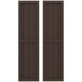 thumbnail image 1 of Ekena Millwork 14"W x 66"H Americraft Four Board Exterior Real Wood Two Equal Panel Framed Board-n-Batten Shutters (Per Pair), Raisin Brown, 1 of 9