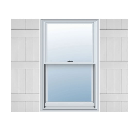 Ekena Millwork 14"W x 67"H Mid-America Vinyl, Standard Size Four Board Joined Shutters, w/Installation Shutter-Lok's & Matching Screws (Per Pair), 001 - White