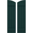 thumbnail image 1 of Ekena Millwork 14"W x 69"H Americraft Four Board (2 Batten) Exterior Real Wood Joined Board-n-Batten Shutters w/ Elliptical Top (Per Pair), Thermal Green, 1 of 10
