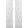 thumbnail image 1 of Ekena Millwork 14"W x 69"H Americraft Four Board (2 Batten) Exterior Real Wood Joined Board-n-Batten Shutters w/ Z-Bar (Per Pair), White, 1 of 10