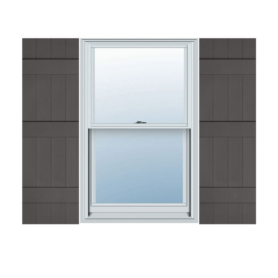 Ekena Millwork 14"W x 69"H Lifetime Vinyl, TailorMade Four Board Joined (3 Batten), Board-n-Batten Shutters, w/Shutter-Loks (Per Pair), Tuxedo Grey