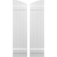 thumbnail image 1 of Ekena Millwork 14"W x 70"H Americraft Four Board (2 Batten) Exterior Real Wood Joined Board-n-Batten Shutters w/ Elliptical Top (Per Pair), White, 1 of 10