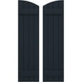 thumbnail image 1 of Ekena Millwork 14"W x 71"H Americraft Four Board (2 Batten) Exterior Real Wood Joined Board-n-Batten Shutters w/ Elliptical Top (Per Pair), Starless Night Blue, 1 of 10