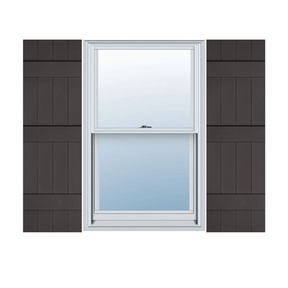 Ekena Millwork 14"W x 74"H Mid-America Vinyl, TailorMade Four Board Joined (3 Batten), Board-n-Batten Shutters, w/Installation Shutter-Lok's (Per Pair), 010 - Musket Brown