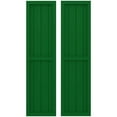 thumbnail image 1 of Ekena Millwork 14"W x 75"H Americraft Four Board Exterior Real Wood Two Equal Panel Framed Board-n-Batten Shutters (Per Pair), Viridian Green, 1 of 9