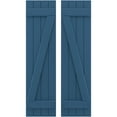 thumbnail image 1 of Ekena Millwork 14"W x 78"H Americraft Four Board (2 Batten) Exterior Real Wood Joined Board-n-Batten Shutters w/ Z-Bar (Per Pair), Sojourn Blue, 1 of 10