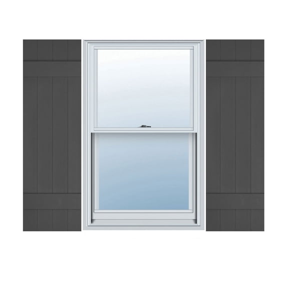 Ekena Millwork 14 in. W x 35 in. H Builders Edge, Standard Four Board Joined (2 Batten), Board-n-Batten Shutters, Includes Matching Installation Spikes (Per Pair), 018 - Tuxedo Grey