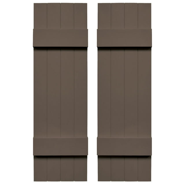 Ekena Millwork 14 in. W x 38 in. H Builders Edge, TailorMade Four Board Joined (2 Batten), Board-n-Batten Shutters, Includes Matching Installation Spikes (Per Pair), 385 - French Roast