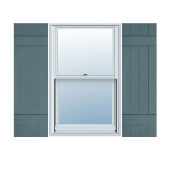 Ekena Millwork 14 in. W x 40 in. H Builders Edge, TailorMade Four Board Joined (2 Batten), Board-n-Batten Shutters, Includes Matching Installation Spikes (Per Pair), 004 - Wedgewood Blue