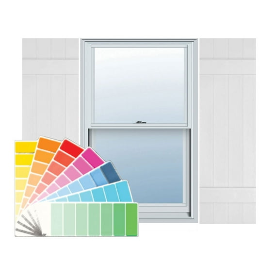 Ekena Millwork 14 in. W x 51 in. H Builders Edge, Standard Four Board Joined (2 Batten), Board-n-Batten Shutters, Includes Matching Installation Spikes (Per Pair), 030 - Paintable