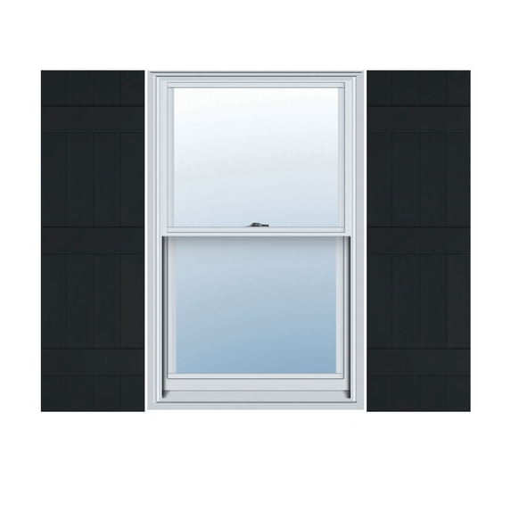 Ekena Millwork 14 in. W x 63 in. H Builders Edge, Standard Four Board Joined (3 Batten), Board-n-Batten Shutters, Includes Matching Installation Spikes (Per Pair), 002 - Black
