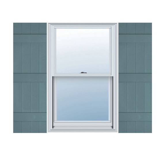 Ekena Millwork 14 in. W x 63 in. H Builders Edge, Standard Four Board Joined (3 Batten), Board-n-Batten Shutters, Includes Matching Installation Spikes (Per Pair), 004 - Wedgewood Blue