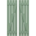 thumbnail image 1 of Ekena Millwork 15 1/2"W x 35"H Americraft Four Board (2 Batten) Exterior Real Wood Spaced Board-n-Batten Shutters w/ Z-Bar (Per Pair), Track Green, 1 of 10