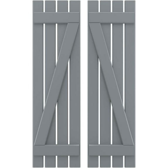 Ekena Millwork 15 1/2"W x 43"H Americraft Four Board (2 Batten) Exterior Real Wood Spaced Board-n-Batten Shutters w/ Z-Bar (Per Pair), Ocean Swell