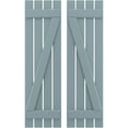 thumbnail image 1 of Ekena Millwork 15 1/2"W x 45"H Americraft Four Board (2 Batten) Exterior Real Wood Spaced Board-n-Batten Shutters w/ Z-Bar (Per Pair), Peaceful Blue, 1 of 10