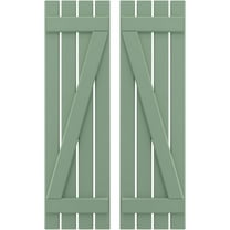 Ekena Millwork 15 1/2"W x 49"H Americraft Four Board (2 Batten) Exterior Real Wood Spaced Board-n-Batten Shutters w/ Z-Bar (Per Pair), Track Green