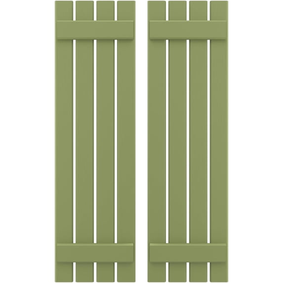 Ekena Millwork 15 1/2"W x 50"H Americraft Four Board (2 Batten) Exterior Real Wood Spaced Board-n-Batten Shutters (Per Pair), Moss Green