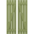 thumbnail image 1 of Ekena Millwork 15 1/2"W x 53"H Americraft Four Board (2 Batten) Exterior Real Wood Spaced Board-n-Batten Shutters w/ Z-Bar (Per Pair), Moss Green, 1 of 10