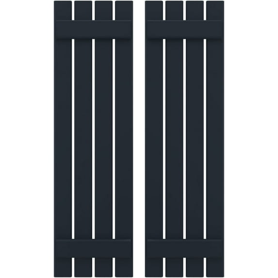 Ekena Millwork 15 1/2"W x 60"H Americraft Four Board (2 Batten) Exterior Real Wood Spaced Board-n-Batten Shutters (Per Pair), Starless Night Blue