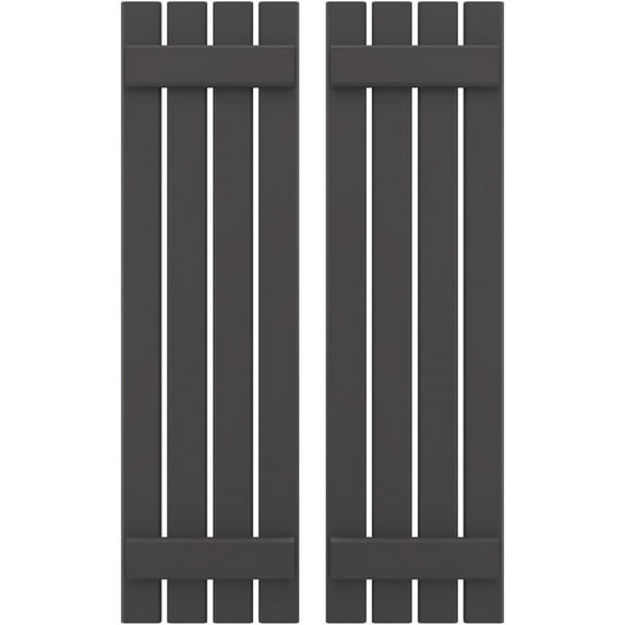 Ekena Millwork 15 1/2"W x 65"H Americraft Four Board (2 Batten) Exterior Real Wood Spaced Board-n-Batten Shutters (Per Pair), Shadow Mountain