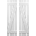 thumbnail image 1 of Ekena Millwork 15 1/2"W x 68"H Americraft Four Board (2 Batten) Exterior Real Wood Spaced Board-n-Batten Shutters w/ Z-Bar (Per Pair), White, 1 of 10