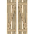 thumbnail image 1 of Ekena Millwork 15 1/2"W x 69"H Americraft Four Board (2 Batten) Exterior Real Wood Spaced Board-n-Batten Shutters w/ Z-Bar (Per Pair), Unfinished, 1 of 10