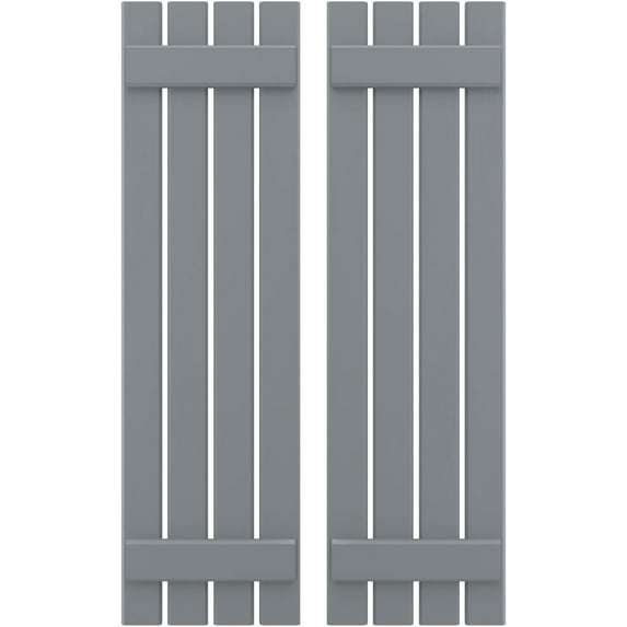 Ekena Millwork 15 1/2"W x 84"H Americraft Four Board (2 Batten) Exterior Real Wood Spaced Board-n-Batten Shutters (Per Pair), Ocean Swell