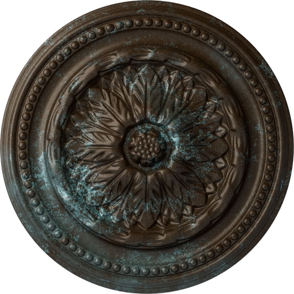 Ekena Millwork 15 3/4"OD x 1 7/8"P Chester Ceiling Medallion (Fits Canopies up to 2 1/4"), Hand-Painted Bronze Blue Patina