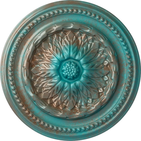 Ekena Millwork 15 3/4"OD x 1 7/8"P Chester Ceiling Medallion (Fits Canopies up to 2 1/4"), Hand-Painted Copper Green Patina