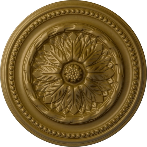 Ekena Millwork 15 3/4"OD x 1 7/8"P Chester Ceiling Medallion (Fits Canopies up to 2 1/4"), Hand-Painted Gold