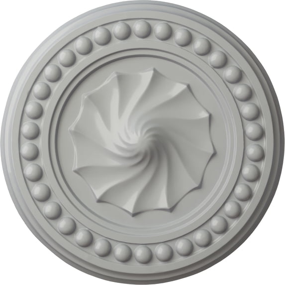 Ekena Millwork 15 3/4"OD x 2"P Foster Shell Ceiling Medallion (Fits Canopies up to 9 5/8"), Hand-Painted Frost