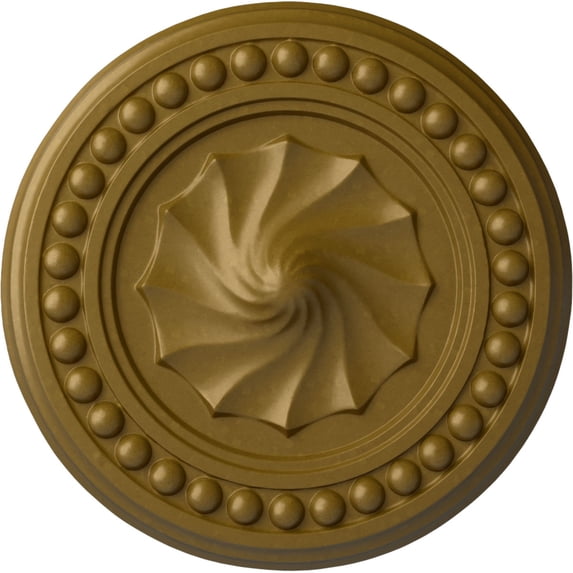 Ekena Millwork 15 3/4"OD x 2"P Foster Shell Ceiling Medallion (Fits Canopies up to 9 5/8"), Hand-Painted Gold
