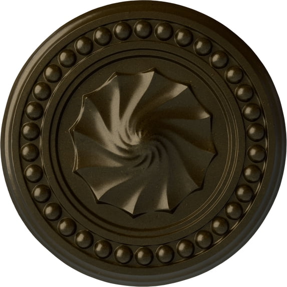 Ekena Millwork 15 3/4"OD x 2"P Foster Shell Ceiling Medallion (Fits Canopies up to 9 5/8"), Hand-Painted Green Gold