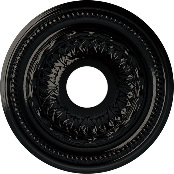 Ekena Millwork 15 3/4"OD x 3 1/4"ID x 1"P Galway Ceiling Medallion (Fits Canopies up to 3 1/4"), Hand-Painted Black Pearl