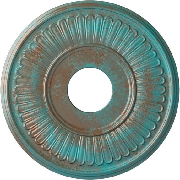 Ekena Millwork 15 3/4"OD x 3 7/8"ID x 3/4"P Berkshire Ceiling Medallion (Fits Canopies up to 7"), Hand-Painted Copper Green Patina