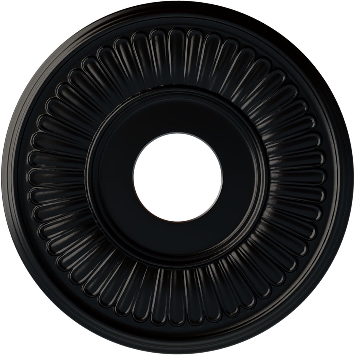 Jet Black Hand-Painted Polyurethane Ceiling Medallion, 15.75"