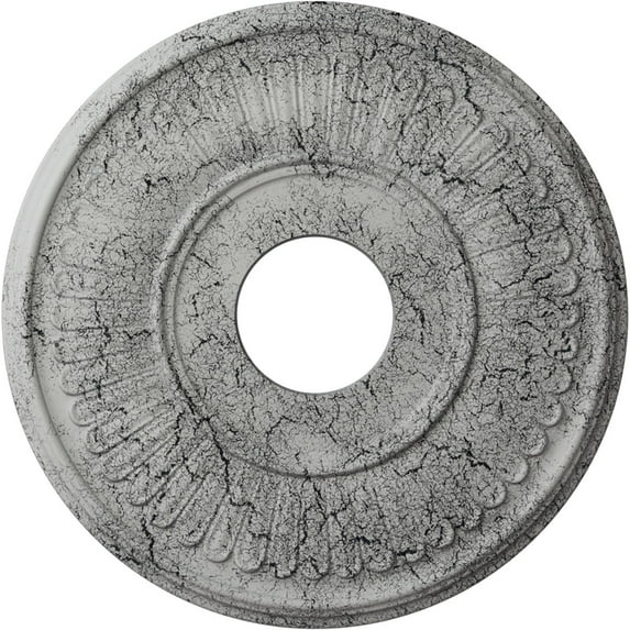 Ekena Millwork 15 3/4"OD x 3 7/8"ID x 3/4"P Berkshire Ceiling Medallion (Fits Canopies up to 7"), Hand-Painted Ultra Pure White Crackle