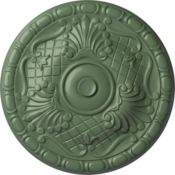Ekena Millwork 15 3/4"OD x 5/8"P Amelia Ceiling Medallion (Fits Canopies up to 4 1/8"), Hand-Painted Athenian Green