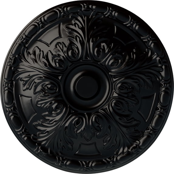 Ekena Millwork 15 3/4"OD x 5/8"P Granada Ceiling Medallion (Fits Canopies up to 4 1/4"), Hand-Painted Jet Black