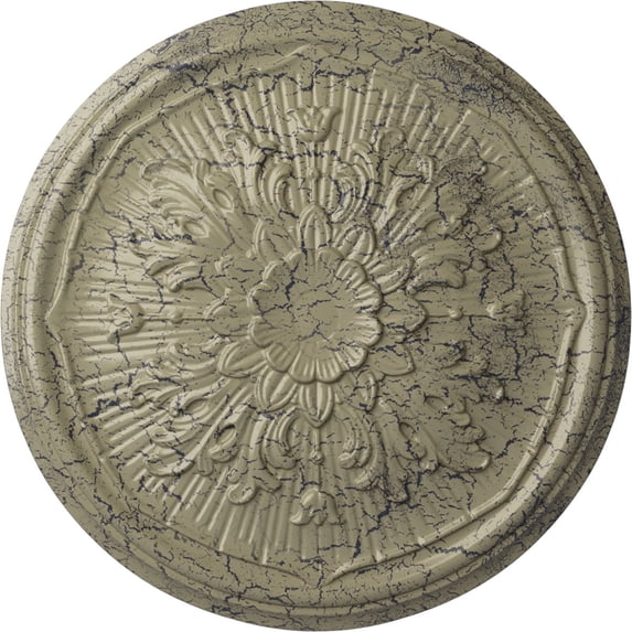 Ekena Millwork 15 3/4"OD x 5/8"P Luton Ceiling Medallion (Fits Canopies up to 1 1/8"), Hand-Painted Castle Stone Crackle