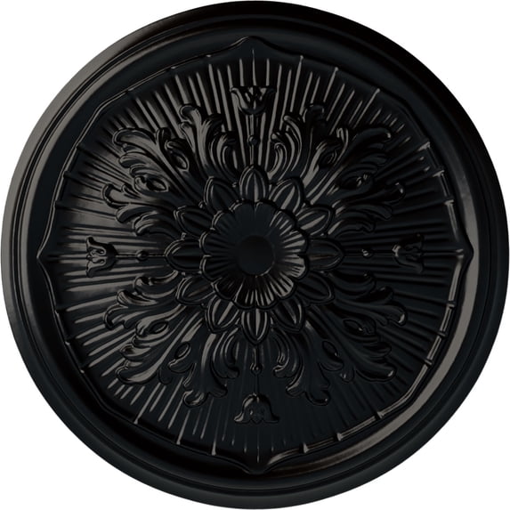 Ekena Millwork 15 3/4"OD x 5/8"P Luton Ceiling Medallion (Fits Canopies up to 1 1/8"), Hand-Painted Jet Black