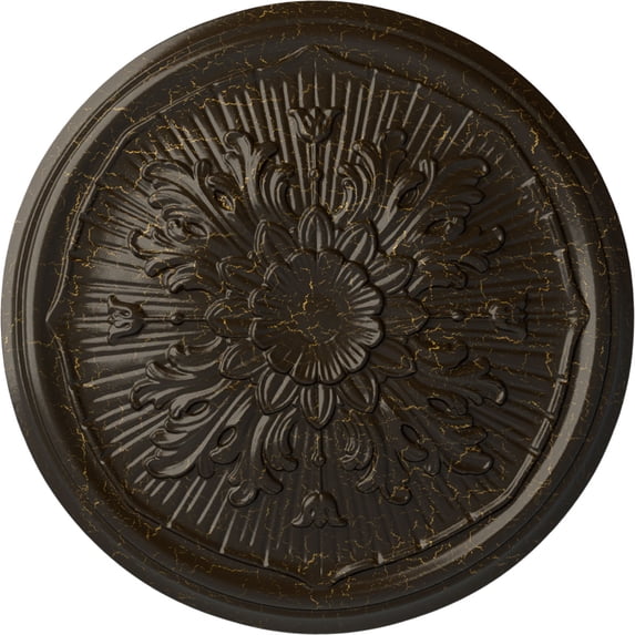 Ekena Millwork 15 3/4"OD x 5/8"P Luton Ceiling Medallion (Fits Canopies up to 1 1/8"), Hand-Painted Stone Hearth Crackle