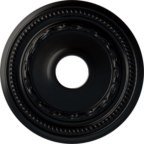 Ekena Millwork 15 3/8"OD x 3 5/8"ID x 1"P Federal Ceiling Medallion (Fits Canopies up to 8 1/2"), Hand-Painted Jet Black