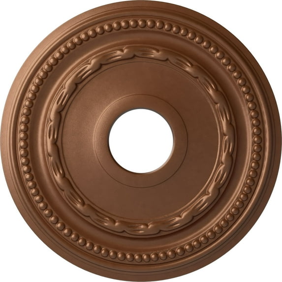 Ekena Millwork 15 3/8"OD x 3 5/8"ID x 1"P Federal Ceiling Medallion (Fits Canopies up to 8 1/2"), Hand-Painted Polished Copper