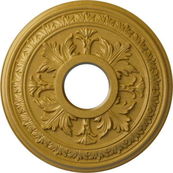 Ekena Millwork 15 3/8"OD x 4 1/4"ID x 1 1/2"P Baltimore Ceiling Medallion (Fits Canopies up to 5 1/2"), Hand-Painted Iridescent Gold